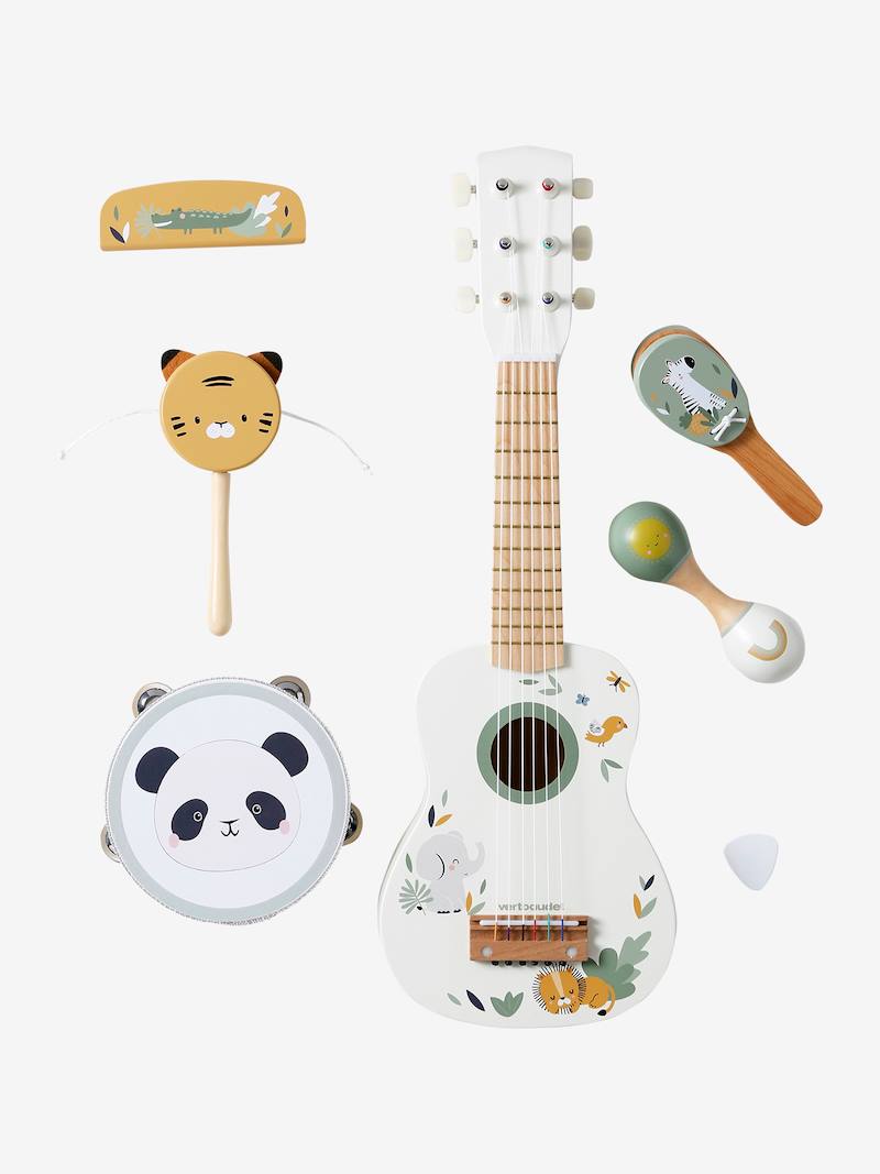 Kinder Musikinstrumenten-Set TANSANIA aus Holz FSC®, 6 Teile - wollweiß